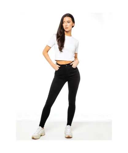 Enzo Womens Skinny Stretch Jeans - Black Polycotton