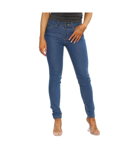 Enzo Womens Skinny Stretched Jeans - Blue Cotton