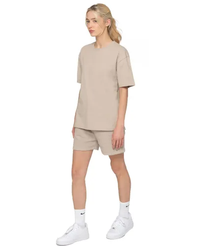 Enzo Womens T-Shirt Tracksuit With Shorts - Beige Polycotton