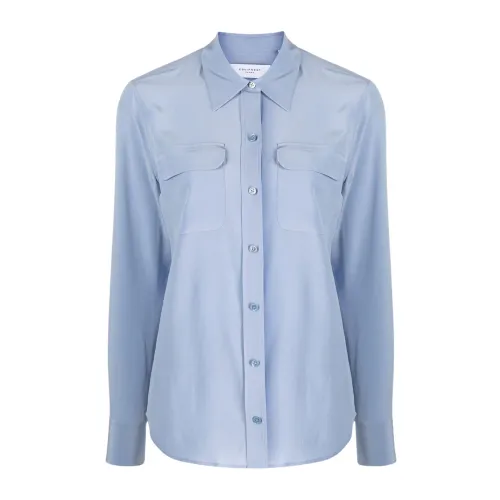 Equipment , Long Sleeve Shirt with Patch Pockets ,Blue female, Sizes: