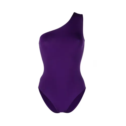 Eres , Dark Purple One-Shoulder Swimsuit ,Purple female, Sizes: