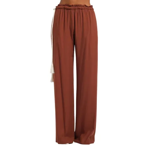 Erika Cavallini , Soft trousers at the palace with cordon in life ,Brown female, Sizes: