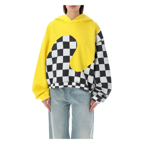 ERL , Unisexs Clothing Knitwear Yellow Checker Ss24 ,Yellow female, Sizes:
