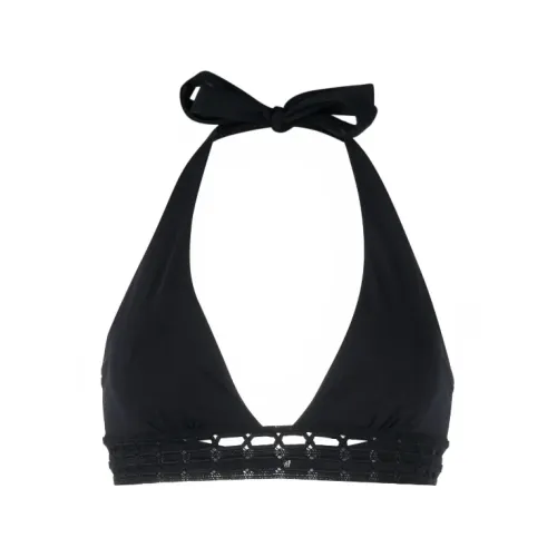 Ermanno Scervino , Black Crochet Halterneck Bikini Top ,Black female, Sizes: