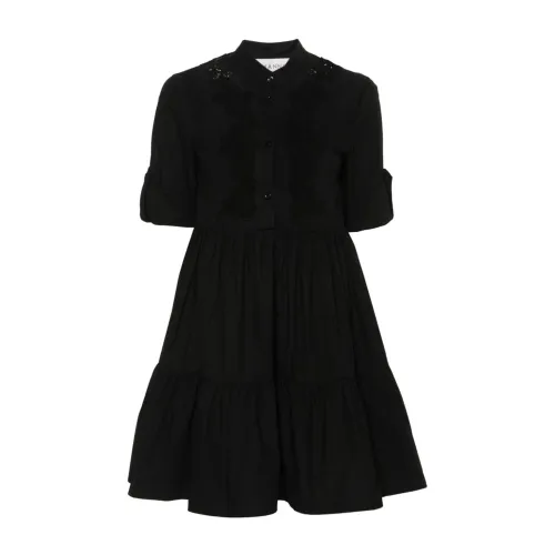 Ermanno Scervino , Black Lace Detail Tiered Dress ,Black female, Sizes: