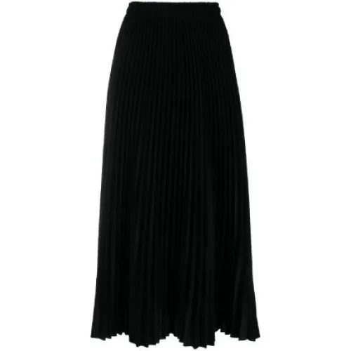 Ermanno Scervino , Black Pleated Midi Skirt ,Black female, Sizes: