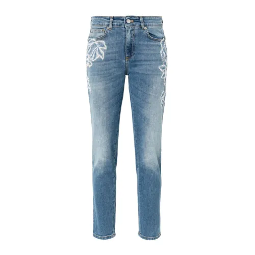 Ermanno Scervino , Blue Denim Jeans with Floral Embroidery ,Blue female, Sizes: