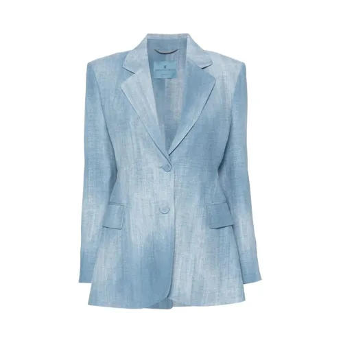 Ermanno Scervino , Blue Denim Print Blazer ,Blue female, Sizes: