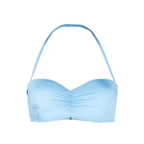 Ermanno Scervino , Blue Ruched Bandeau Bikini Top ,Blue female, Sizes: