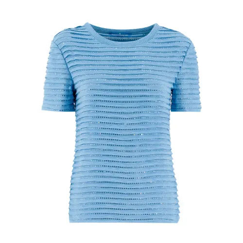Ermanno Scervino , Crystal Embellished Knitted T-shirt ,Blue female, Sizes: