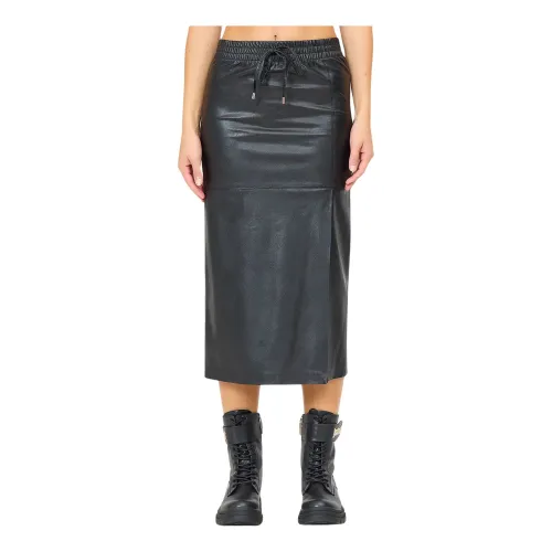 Ermanno Scervino , Faux Leather Midi Pencil Skirt ,Black female, Sizes: