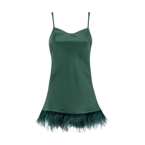 Ermanno Scervino , Feather Embellished Petticoat Top ,Green female, Sizes:
