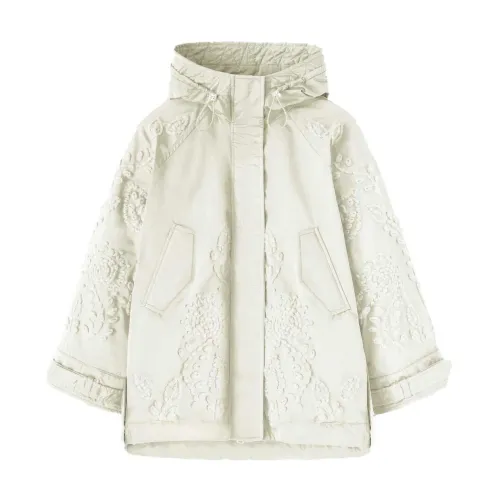 Ermanno Scervino , Hand-embroidered Windproof Parka ,Beige female, Sizes:
