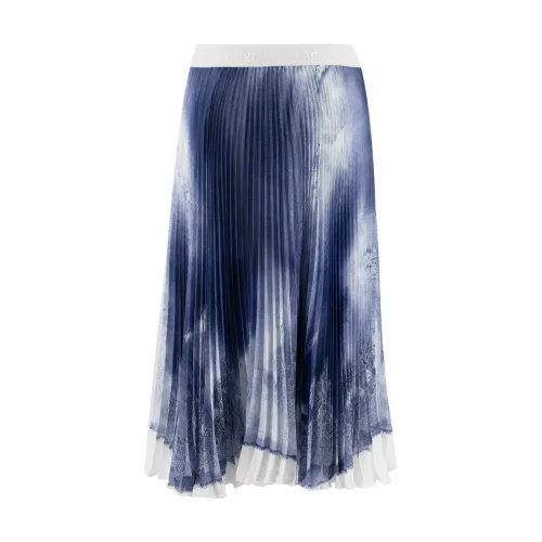 Ermanno Scervino , Printed Pleated Midi Skirt ,Blue female, Sizes: