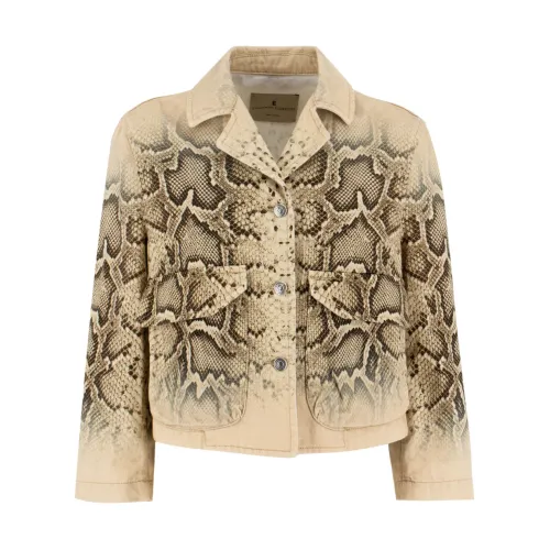 Ermanno Scervino , Python Print Cotton Jacket ,Beige female, Sizes:
