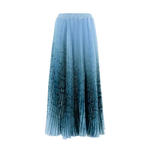 Ermanno Scervino , Python Print Pleated Skirt ,Blue female, Sizes: