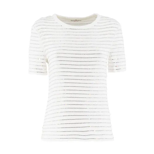Ermanno Scervino , Snow White Knitted T-Shirt with Crystals ,White female, Sizes: