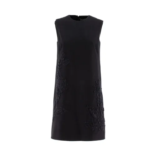 Ermanno Scervino , Soft Wool Embroidered Mini Dress ,Black female, Sizes: