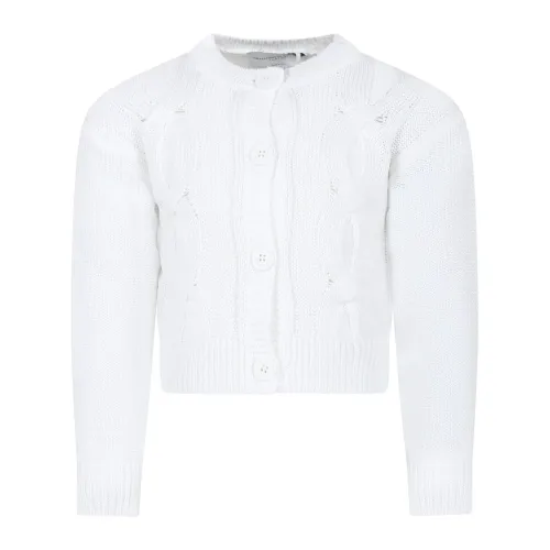 Ermanno Scervino , White Cable Knit Cotton Cardigan ,White female, Sizes: