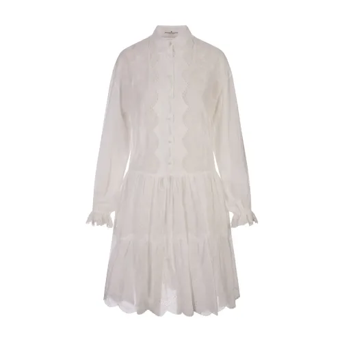 Ermanno Scervino , White Cotton Midi Shirt Dress ,White female, Sizes: