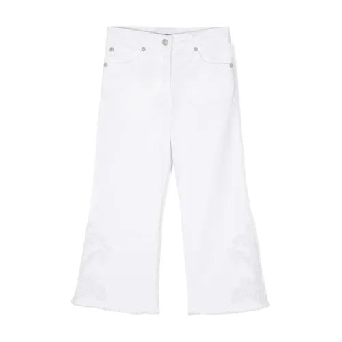 Ermanno Scervino , White Flared Jeans with Lace Detail ,White female, Sizes: