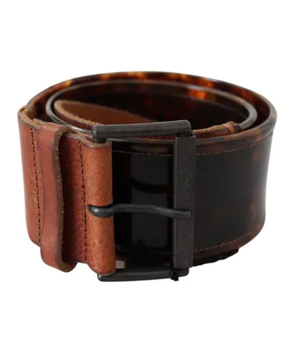 Ermanno Scervino Womens Leather Wide Buckle Belt - Brown
