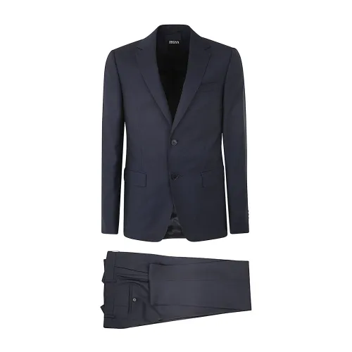 Ermenegildo Zegna , Blue Pure Wool Suit ,Blue male, Sizes: