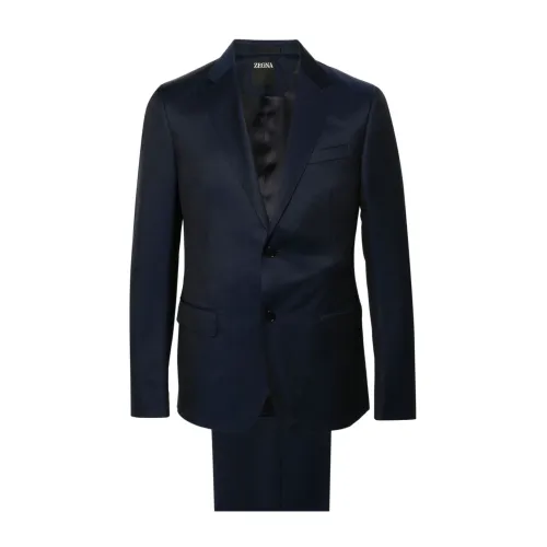 Ermenegildo Zegna , Blue Wool Blend Jacket and Trousers ,Blue male, Sizes: