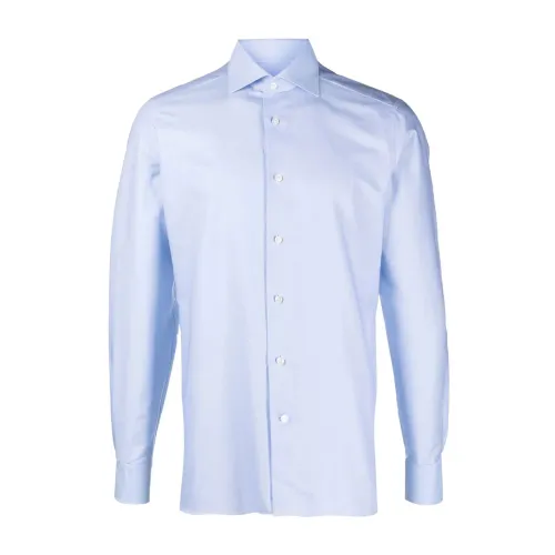 Ermenegildo Zegna , Cotton dress shirt ,Blue male, Sizes: