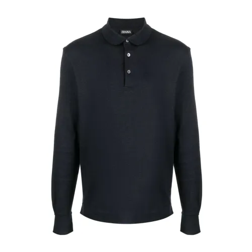 Ermenegildo Zegna , Cotton Polo Shirt, 100% Cotton ,Blue male, Sizes: