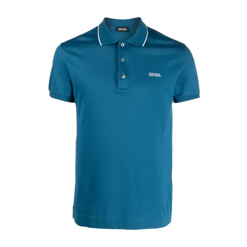 Ermenegildo Zegna , Cotton polo shirt ,Blue male, Sizes: