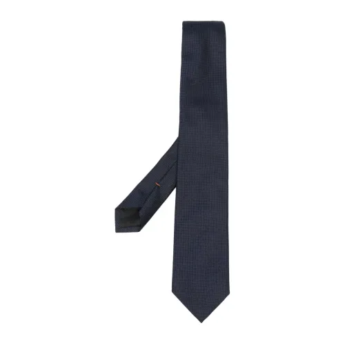 Ermenegildo Zegna , Dark Blue Silk Jacquard Tie ,Blue male, Sizes: ONE