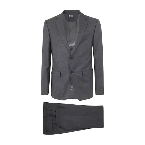 Ermenegildo Zegna , Grey Pure Wool Suit ,Gray male, Sizes: