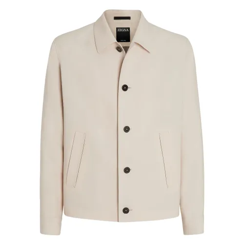 Ermenegildo Zegna , Linen Jacket with Button Closure Pockets ,Beige male, Sizes: