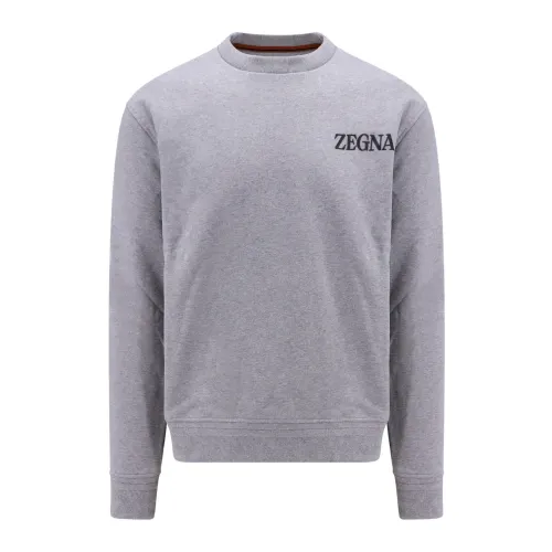 Ermenegildo Zegna , Mens Clothing Sweatshirts Grey Aw23 ,Gray male, Sizes: