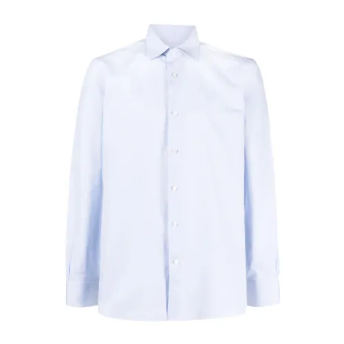 Ermenegildo Zegna , Micro-pattern dress shirt ,Blue male, Sizes: