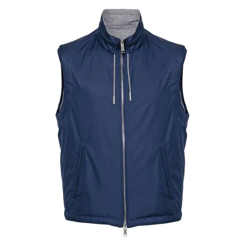 Ermenegildo Zegna , Reversible Cashmere Cotton Silk Vest ,Blue male, Sizes: