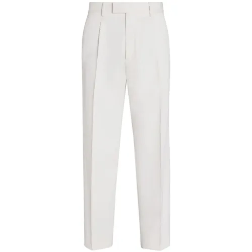 Ermenegildo Zegna , Tailored MultiColour Trousers with Pleat Detailing ,White male, Sizes: