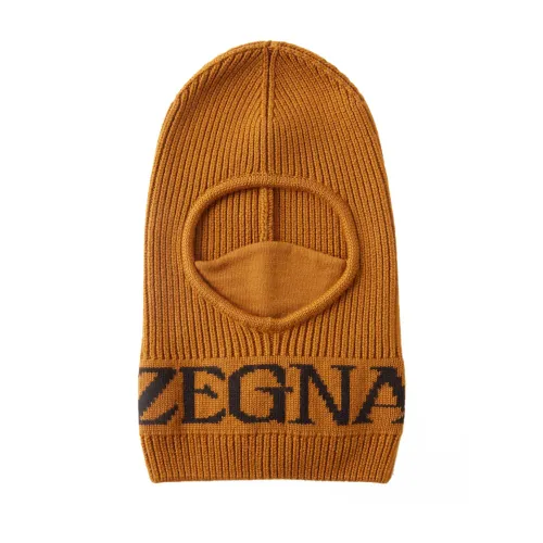 Ermenegildo Zegna , Techmerino Logo Wool Balaclava ,Brown male, Sizes: ONE
