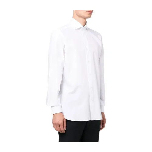 Ermenegildo Zegna , White Cotton Poplin Shirt with Pointed Collar ,White male, Sizes:
