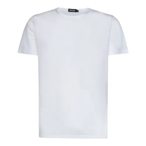 Ermenegildo Zegna , White Ribbed Crew Neck T-shirts and Polos ,White male, Sizes: