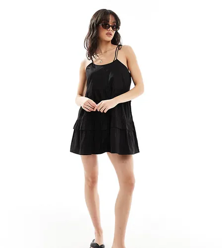 Esmee ruffle mini beach dress in black