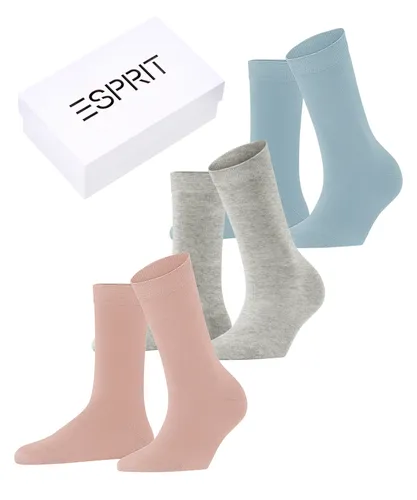 ESPRIT Women's Solid Mix 3-Pack Socks