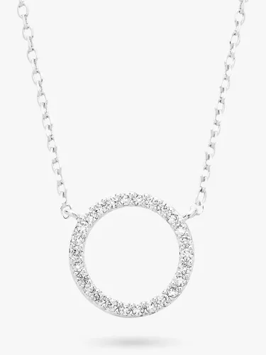 Estella Bartlett Pave Cubic Zirconia Circle Pendant Necklace, Silver - Silver - Female