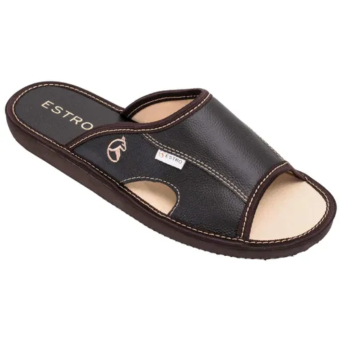 ESTRO Mens Slippers House Shoes - Mens Leather Slippers