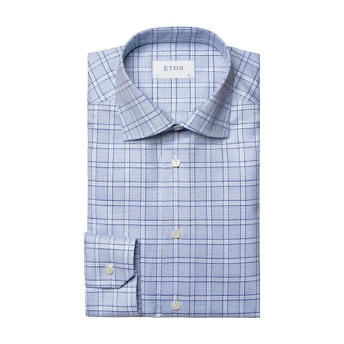 Eton , Contemporary Checked Twill Dress Shirt ,Multicolor male, Sizes: