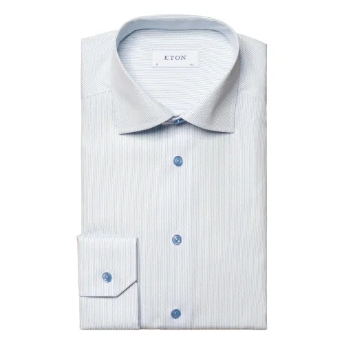 Eton , Contemporary Micro Print Poplin Shirt ,Blue male, Sizes: