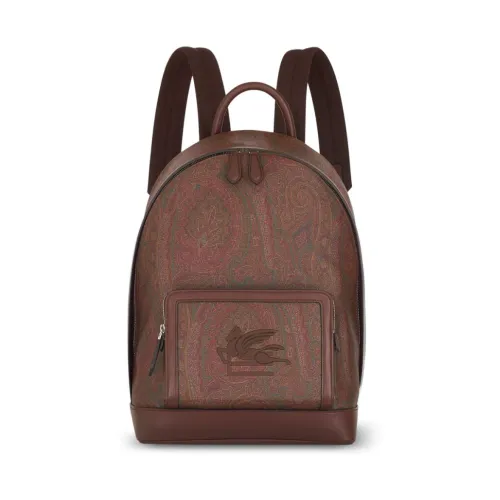 Etro , Arnica and Leather Backpack ,Brown male, Sizes: ONE SIZE