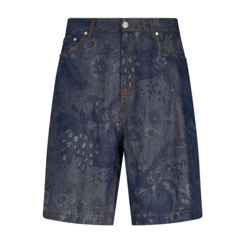 Etro , Blue Linen Shorts ,Blue male, Sizes: