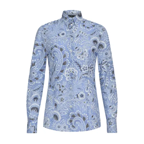 Etro , Blue Slim Fit Shirt Bouquet Print ,Multicolor female, Sizes: